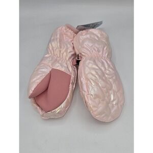 Cat & Jack Baby Girls' Pink Shiny Quilted Foil Heart Extended Wrist Mittens NWT‎